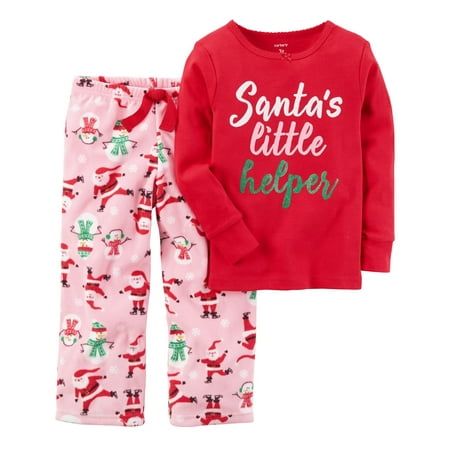 Carter's Baby Girls' 2-Piece Holiday Cotton Fleece PJs, 2T