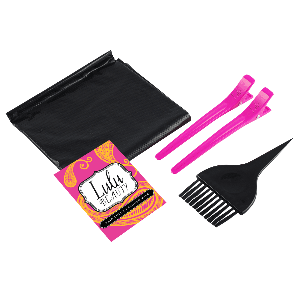 (2 pack) Lulu Beauty All You Need To Color Your Hair at Home Kit, Cape, Clips, Applicator Brush, Wipes