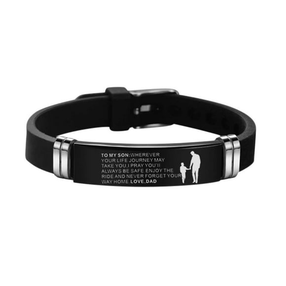 Son Bracelet from Mom And Dad Steel & Silicone Bracelets Inspirational Bracelet