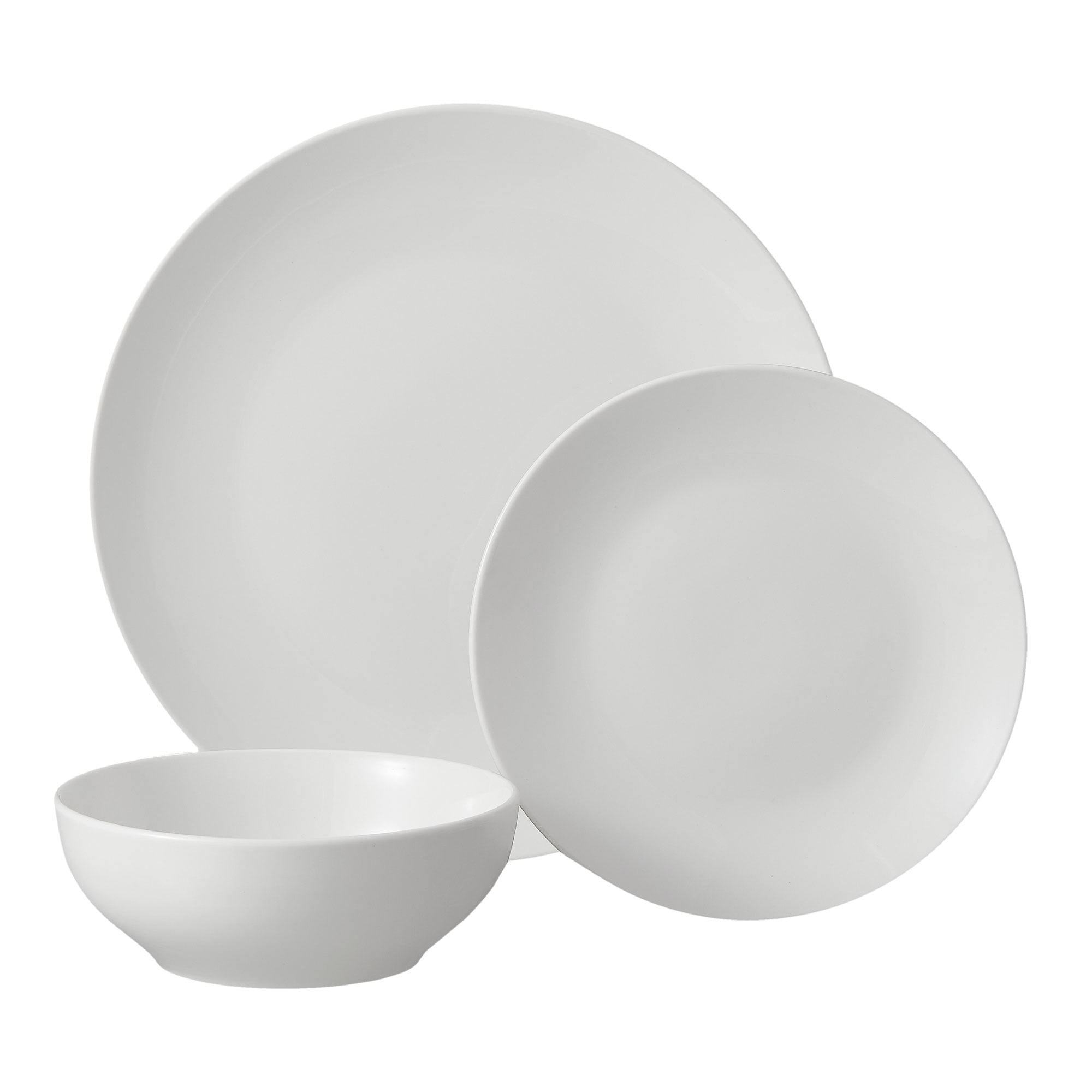 12 Piece Global Monochrome Dinner Set Home Bowls Plates Porcelain Grey White New 