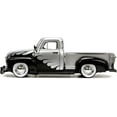 thumbnail image 4 of 1953 Chevrolet 3100 Pickup Truck Silver Metallic with Black Flames w/Extra Wheels "Just Trucks" 1/24 Diecast Model Car by Jada, 4 of 9
