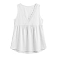 thumbnail image 6 of Tank Tops for Women Gsakboxl Women's Cotton‑Linen Lace‑Trim V‑Neck Sleeveless Tank Top Casual Loose‑Fit Peplum Summer Comfortable Blouse White M, 6 of 6