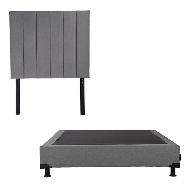 Box Base Cama Individual + Cabecera Argos Gris