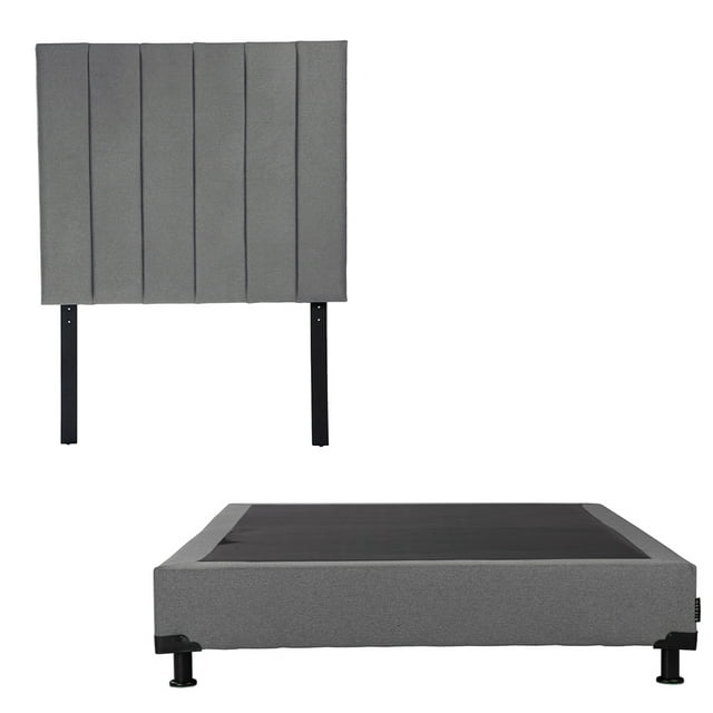 Box Base Cama Individual + Cabecera Argos Gris