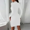 thumbnail image 5 of Spring Savings Clearance Lindreshi Formal Dresses for Women Clearance Women Fashion Solid Color Long Sleeve Half High Neck Sexy Hip Slim Sweater Dress, 5 of 7
