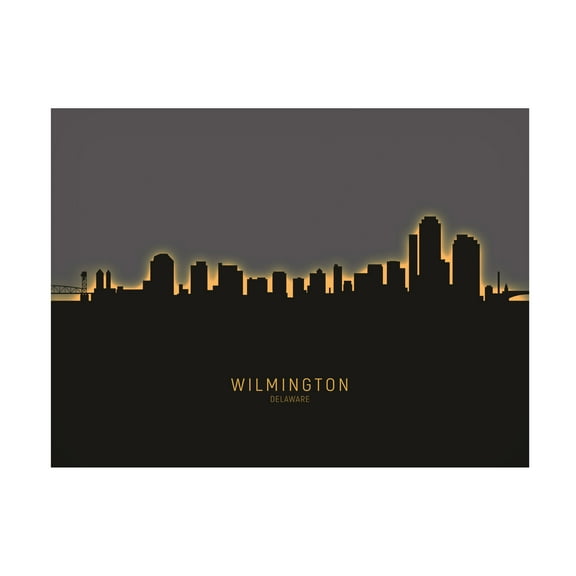 Michael Tompsett 'Wilmington Delaware Skyline Glow II' Canvas Art