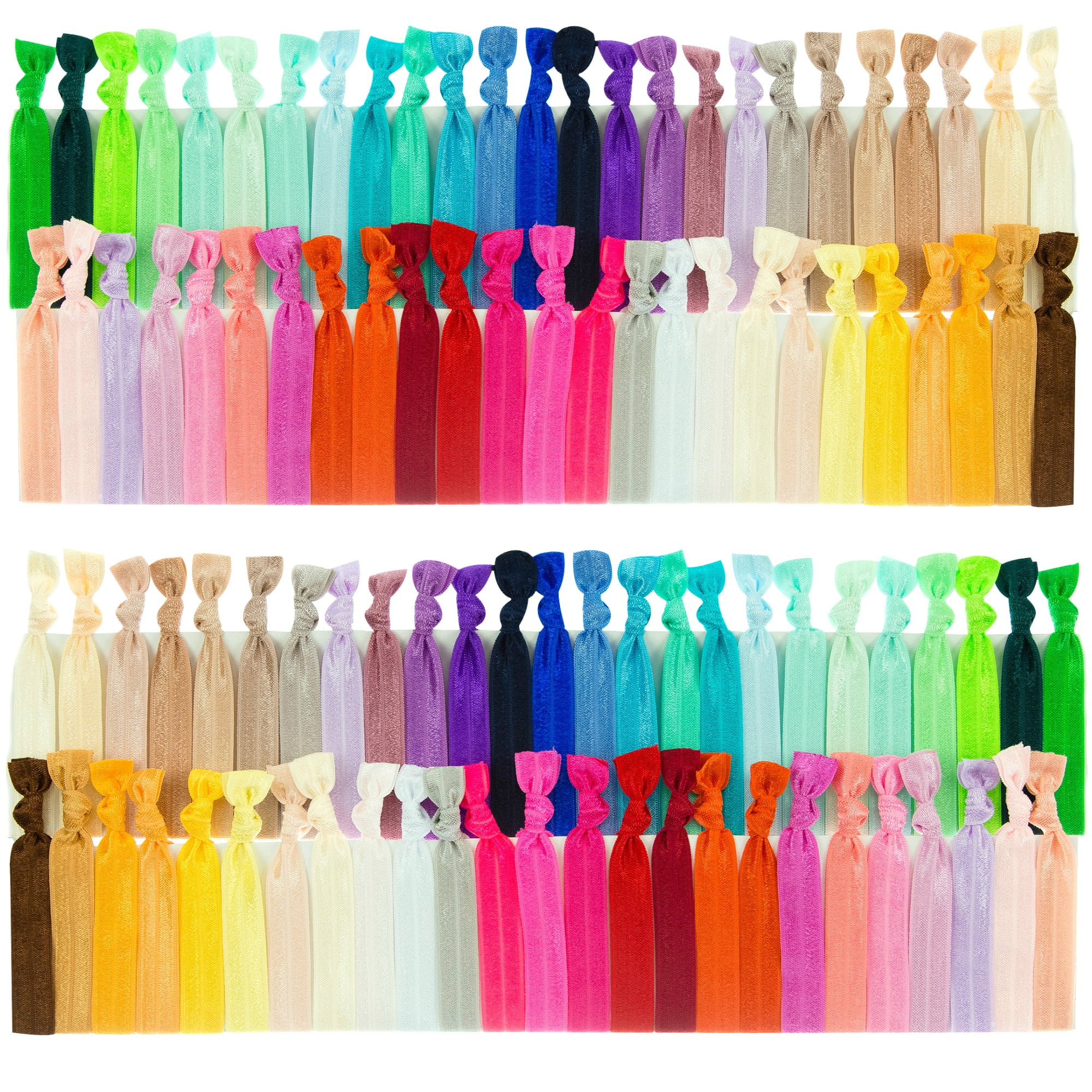 JLIKA Elastic Hair Ties (SET OF 100) Colorful Solids, No Crease