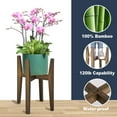 thumbnail image 2 of 2 PACK Adjustable Plant Stand Indoor, Bamboo Mid Century Modern Plants Stands, Corner Flower Holder for Living Room, Fits 8 to 12 Inches Pots, (Pot & Plant Not Included)(Walnut), 2 of 7