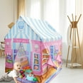 thumbnail image 5 of Retrok Kids Playhouse with Roll-up Door Colorful Cute Playhouse Tent Large Size House Play Tent Detachable Foldable Castle Easy to Assemble for Boys Girls Indoor Outdoor Game 40.5×36.6×27.5in, 5 of 12