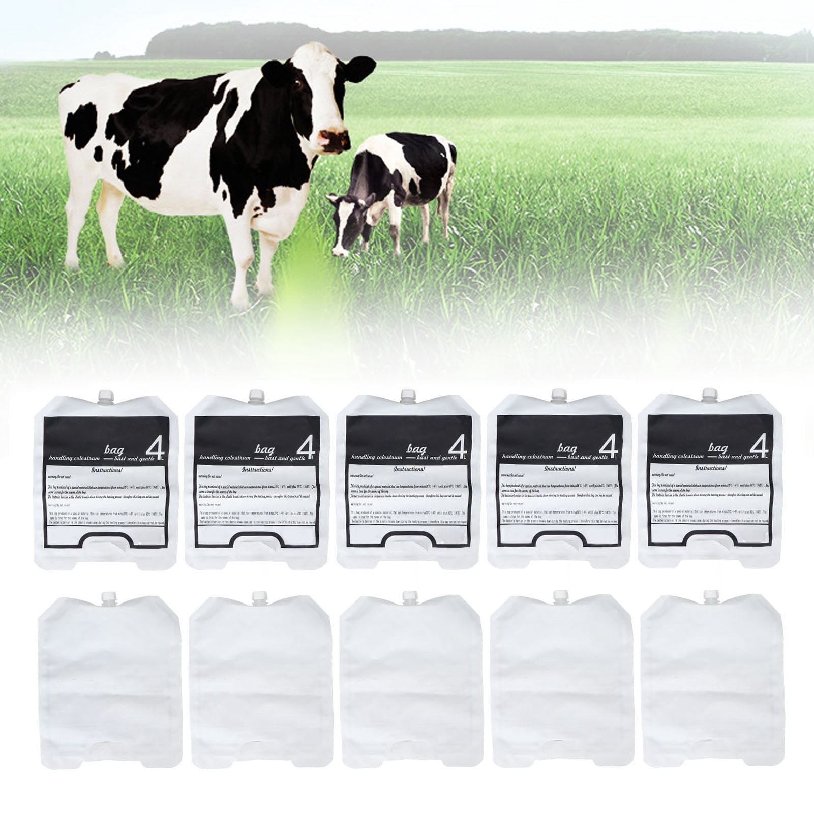 Colostrum Collection  Storage, 4L Bags For Calves, Convenient Hand,Carry, Protect Calf Health, 10ct