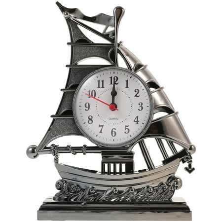 Retro Sailboat Alarm Clock Nautical Ship Boat Figurine Time Clock Table Desk Alarm Clock