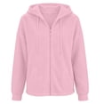 thumbnail image 7 of EliteGoogv Womens Zip Up Hoodie Solid Color Drawstring Long Sleeve Casual Hooded Sweatshirt For Women Relaxed Fit Everyday Jacket With Pockets Pink M, 7 of 7