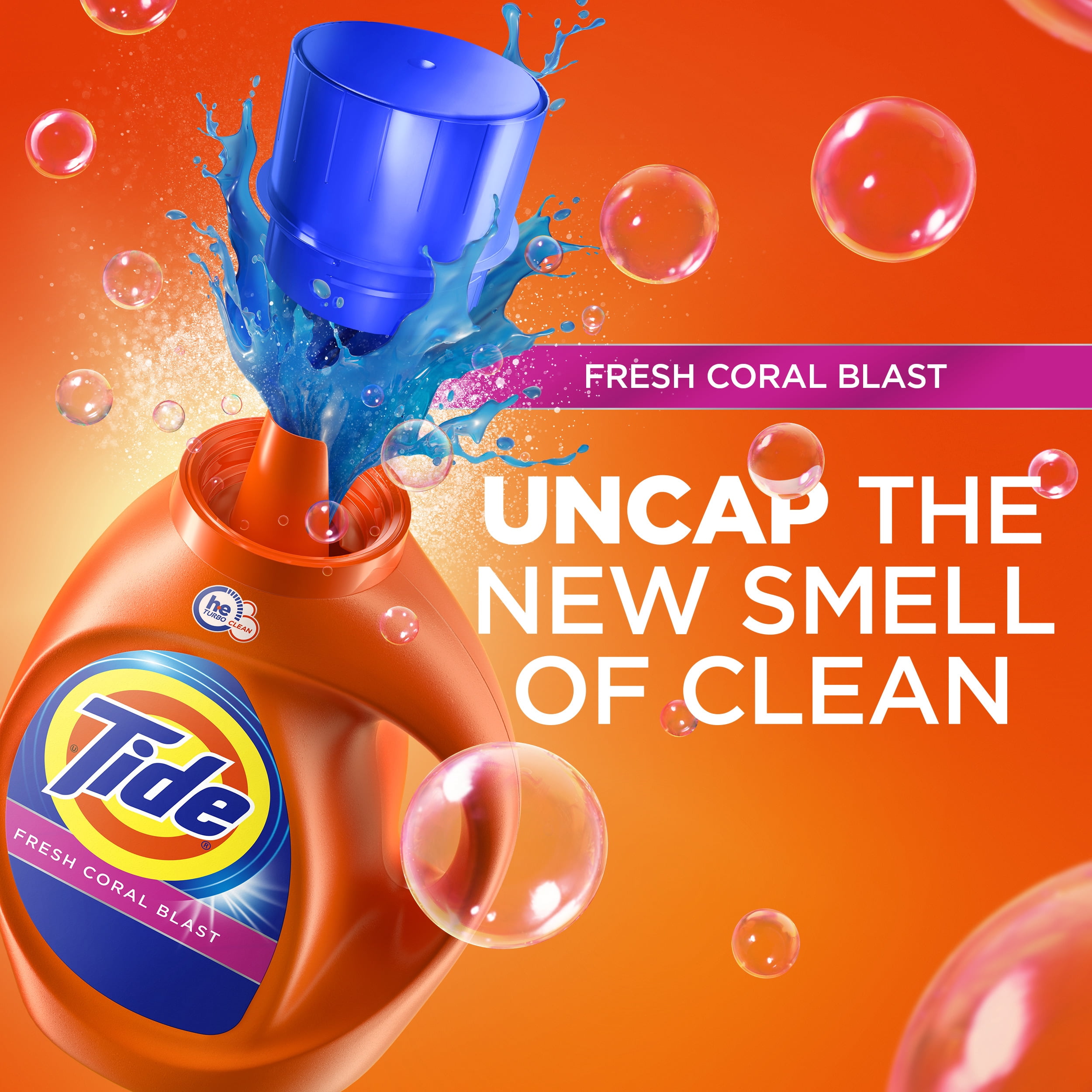 Tide Fresh Coral Blast HE, Liquid Laundry Detergent, 100 Fl Oz 64 loads
