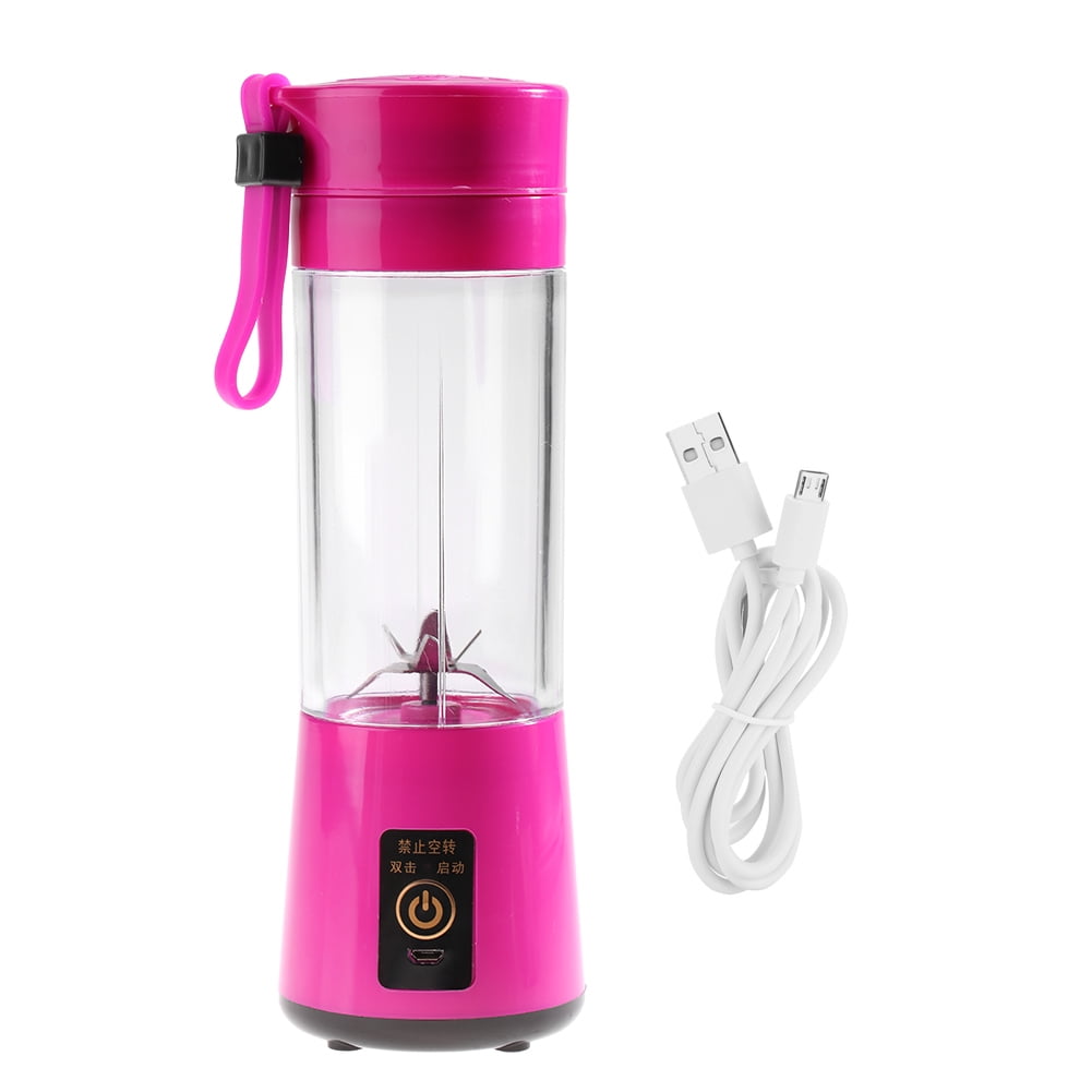 400ML Portable USB Rechargeable Glass Juicer Fruit Juice Extractor Blender Rosy