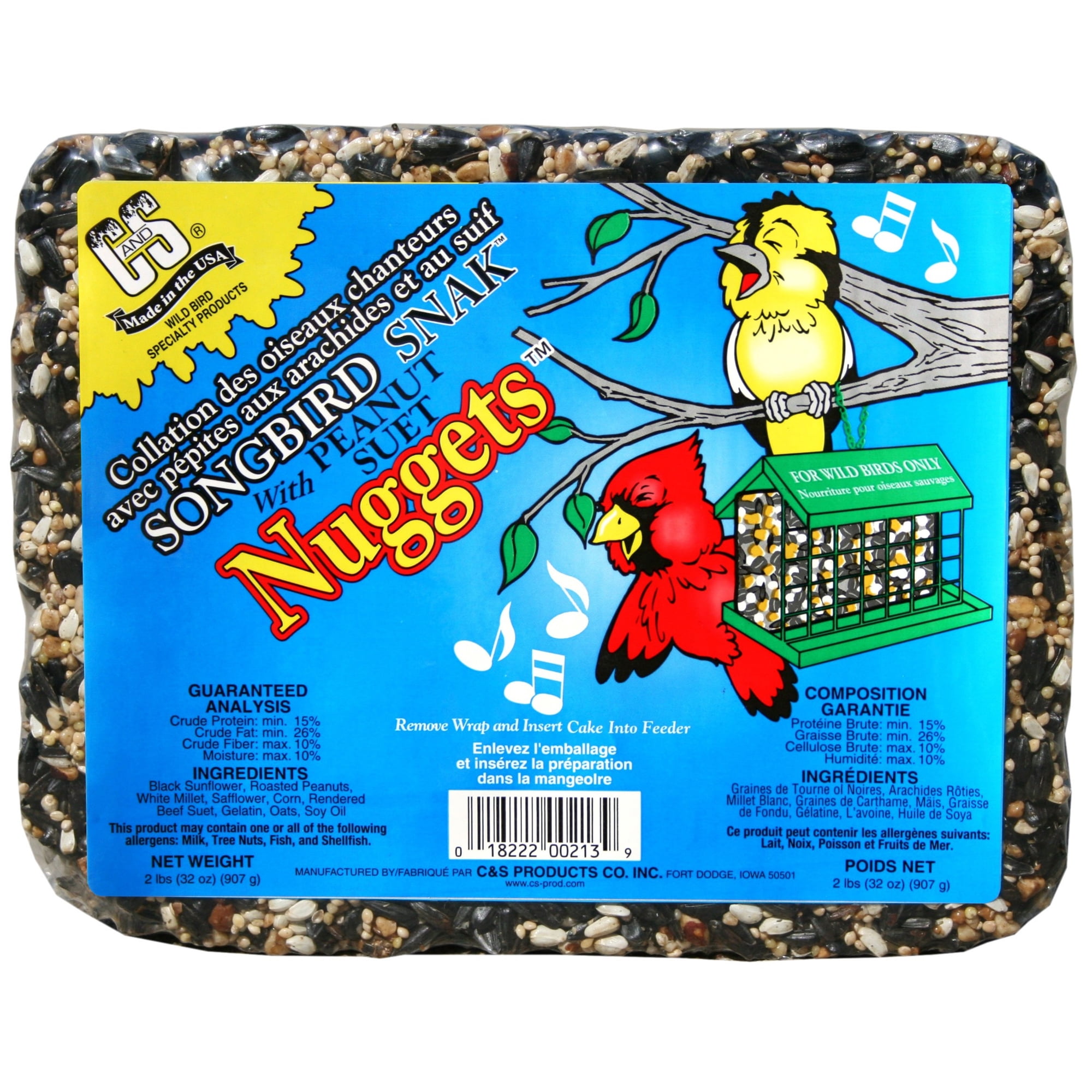 C&S Songbird Seed & Suet Snak, 36 oz, Wild Bird Food, 6 Pack