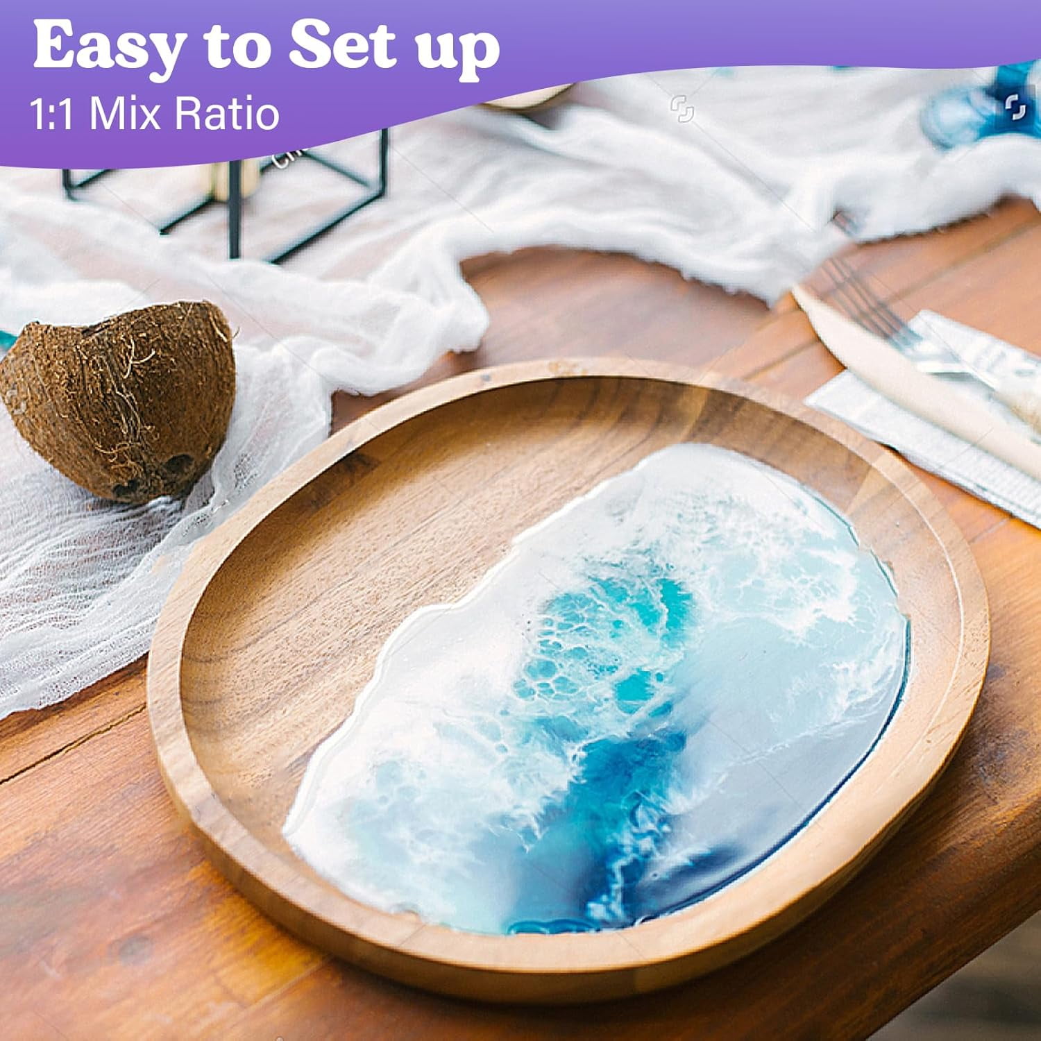 LET'S RESIN Fast Cure Epoxy Resin, 4H Demold, 72OZ Quick Drying Crystal Clear Resin for Crafts, Art, Bubble-Free with Dye, Cups & Stir Sticks
