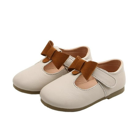 

Wuffmeow Children s Soft Sole Leather Butterfly-knot Princess Shoes