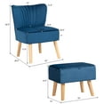 thumbnail image 3 of Costway Leisure Chair and Ottoman Thick Padded Velvet Tufted Sofa Set w/ Wood Legs Blue, 3 of 10