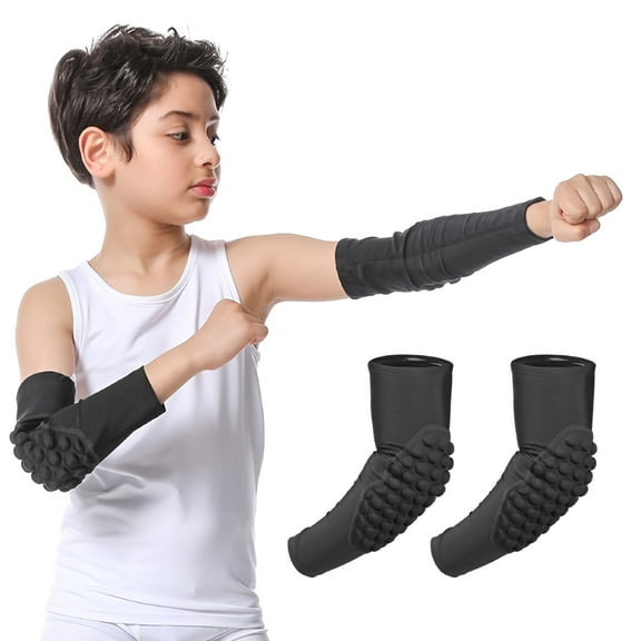 TELOLY Kids/Youth 5-15 Years Sports Honeycomb Compression Arm Guard Elbow Pads Protective Gear for Basketball, Baseball, Football, Volleyball, Wrestling, Cycling