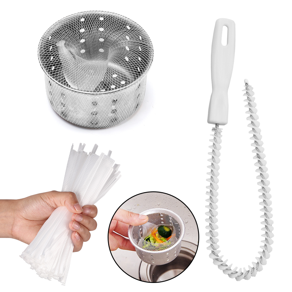Kitchen Sink Strainer Bag & Flexible Sink Cleaning Brush 100Pcs