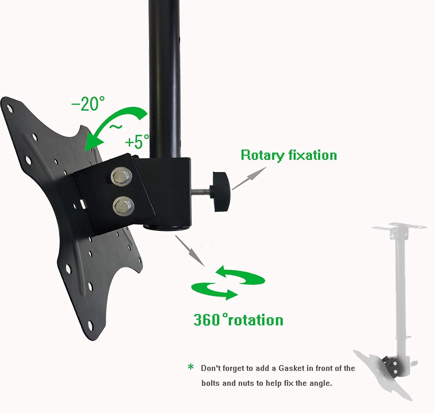 Ceiling TV Mount,TV Ceiling Mount Adjustable Bracket Fits Most LED, LCD,  OLED and Plasma Flat Screen Display 14 to 32 Inch, up to 66 Lbs, VESA  200x200mm 