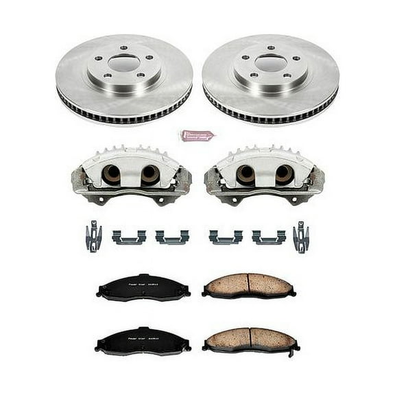 PowerStop Front Stock Replacement Brake Pad and Rotor Kit with Calipers Fits: CHEVROLET PONTIAC Select Models KCOE1547
