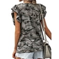 thumbnail image 5 of Women Crew Neck Short Sleeve Camouflage Print T-shirt With Pocket, 5 of 5