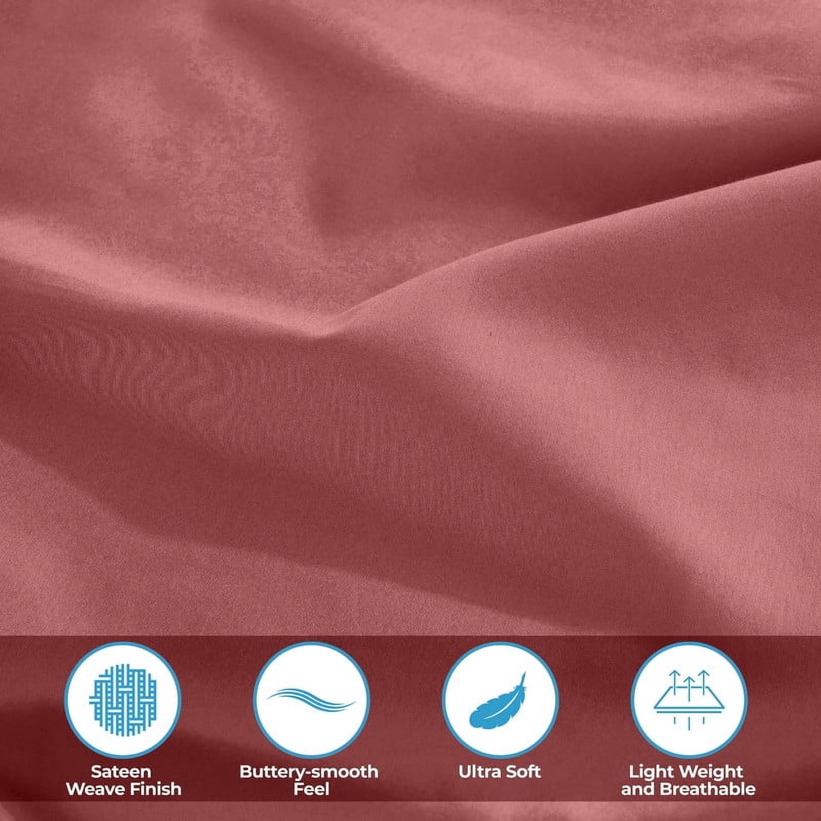 Superior Egyptian Cotton 400 TC Deep Pocket Sheet Set, Split King, Blush