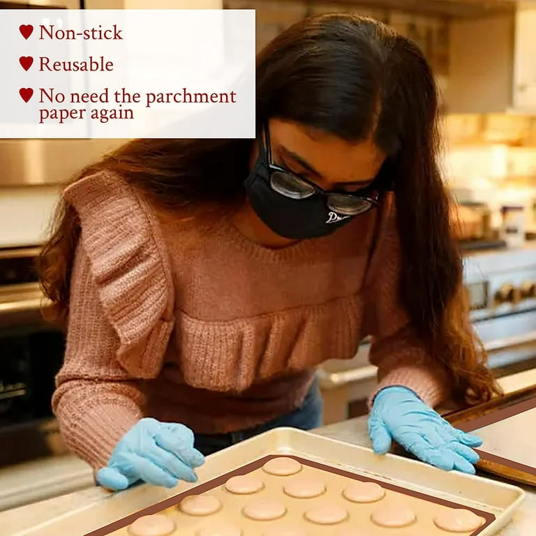 2 Half Sheet Silicone Baking Mat Sheets Set, Easy Clean &Non-Stick Food Grade Reusable Baking Mats for Macaron and Cookie