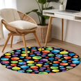 thumbnail image 4 of Colorful Polka Dot Round Area Rug 3Ft Washable Small Circle Rugs for Kitchen Entryway, Cartoon Watercolor Graffiti Black Non-Slip Carpet Floor Mats Indoor Outdoor Carpet Runner Aesthetic Home Decor, 4 of 8