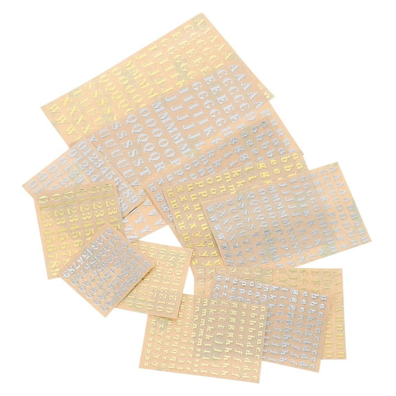 Phenofice 12 Sheets Mini Letter Stickers Assorted Color for Manicure Decoration Diy Crafts Tiny Flat Self Adhesive