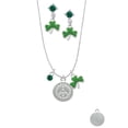 thumbnail image 2 of Delight Jewelry Silvertone Disc with Crystal Peace Sign Green Shamrock Necklace and Clover Earrings Jewelry Set, 2 of 5