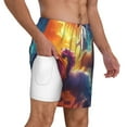 thumbnail image 2 of Balery Dreamy Night Sky White Horse Mens Swim Trunks Swim Shorts for Men Quick Dry Inseam Beach Shorts with Compression Liner Pocket-Large, 2 of 9