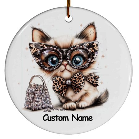 Munchkin Cat Ornament, Christmas Ornament 2025, Personalized Ornament with Name, Gifts for Cat Mom, Cat Dad, Gift for Cat Lovers, Cat Ornament 2025