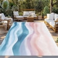 thumbnail image 3 of Outdoor Rug 3x5 ft Abstract Coastal Waterproof Outdoor Patio Rug Mat Non Slip Outside Area Rugs Carpet for RV,Camping,Porch,Deck,Pool,Balconybackyard,Watercolor Sky Ocean Pink Blue, 3 of 9