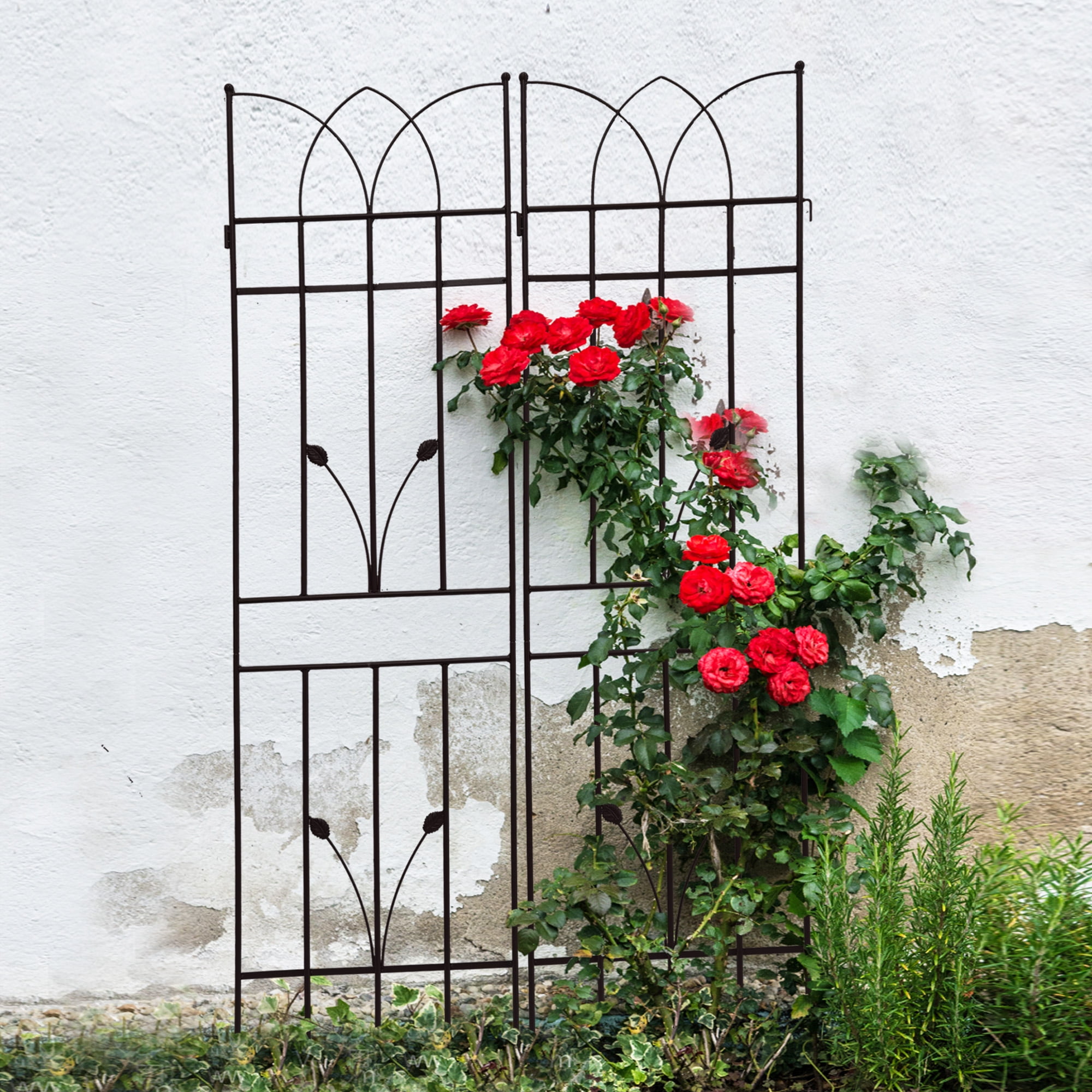 YANSHE 4 Pack Large Garden Trellis 71"Hx17.7"W Galvanized Metal Pipes Rustproof Plant Trellis For Climbing Rose Trellis Vine Vegetable Cucumber Potted Plant Support