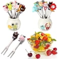 thumbnail image 1 of 12 piezas de palillos de fruta LIUYMXG para niños 2 juegos de tenedores de fruta de acero inoxidable, 1 of 5