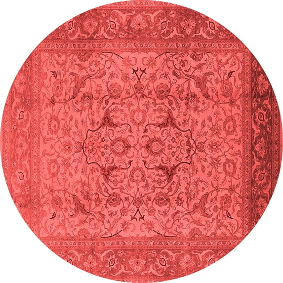 Ahgly Company Indoor Round Oriental Red Industrial Area Rugs, 8' Round