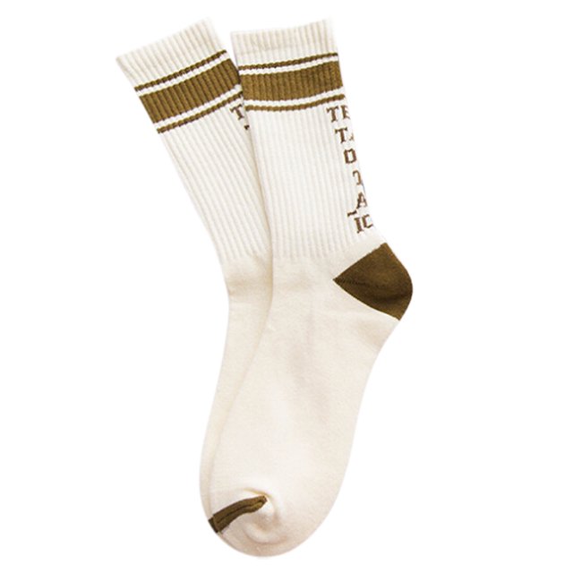 1 Pair Crew Socks Fashionable Stripe Pattern Cotton Socks Unisex Socks