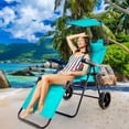 thumbnail image 5 of Lilypelle Foldable Chaise Lounge Chair with Top sunshade , Integrated Wagon Pull Cart Combination and 10'' Heavy Wheels ,Bright Blue, 5 of 16