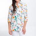 thumbnail image 2 of Elsie & Zoey Tessa Small Paradise 3/4 Sleeve Collared Tunic Blouse for Women, 2 of 5