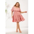 thumbnail image 2 of CASSIE LIZ Plus Size Dress For Women Floral V Neck Dress Pink Flutter Trim Hem Tunic Dress Short Flutter Trim Sleeves Dress Casual Loose Fits Dress For Summer XL 14W 16W, 2 of 4
