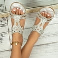 thumbnail image 3 of Oyedens Womens Rhinestones Sandals Sparkly Ankle Strap Wedding Low Heels Flats Dress Shoes, 3 of 7