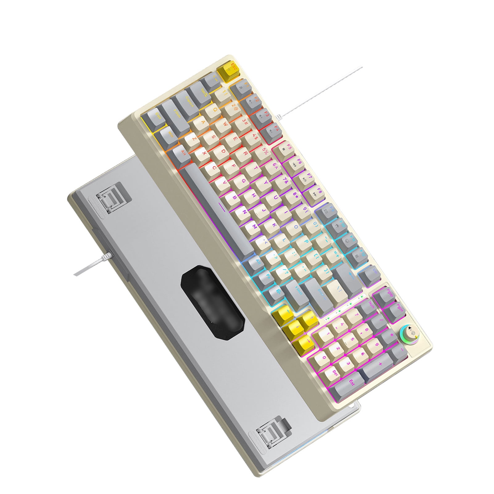 Keyboard For Gaming T50 RGB Mechanical Keyboard 98 Key Hot Swappable Blue Switch Dynamic Lighting Ergonomic Design PC Gaming Typing Work