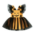 thumbnail image 1 of Robe de Bébé Fille Princesse Halloween à Rayures de Citrouille Robe Cintrée pour Beach Party, 1 of 5