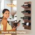 thumbnail image 3 of Solid Walnut Wall Mounted Wine Bottle Rack , Modern Rustic Home Décor Wine Shelf #13, 3 of 6
