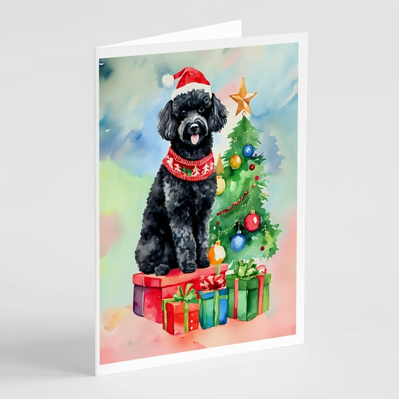 Poodle Christmas Greeting Cards Pack of 8 7 in x 5 in