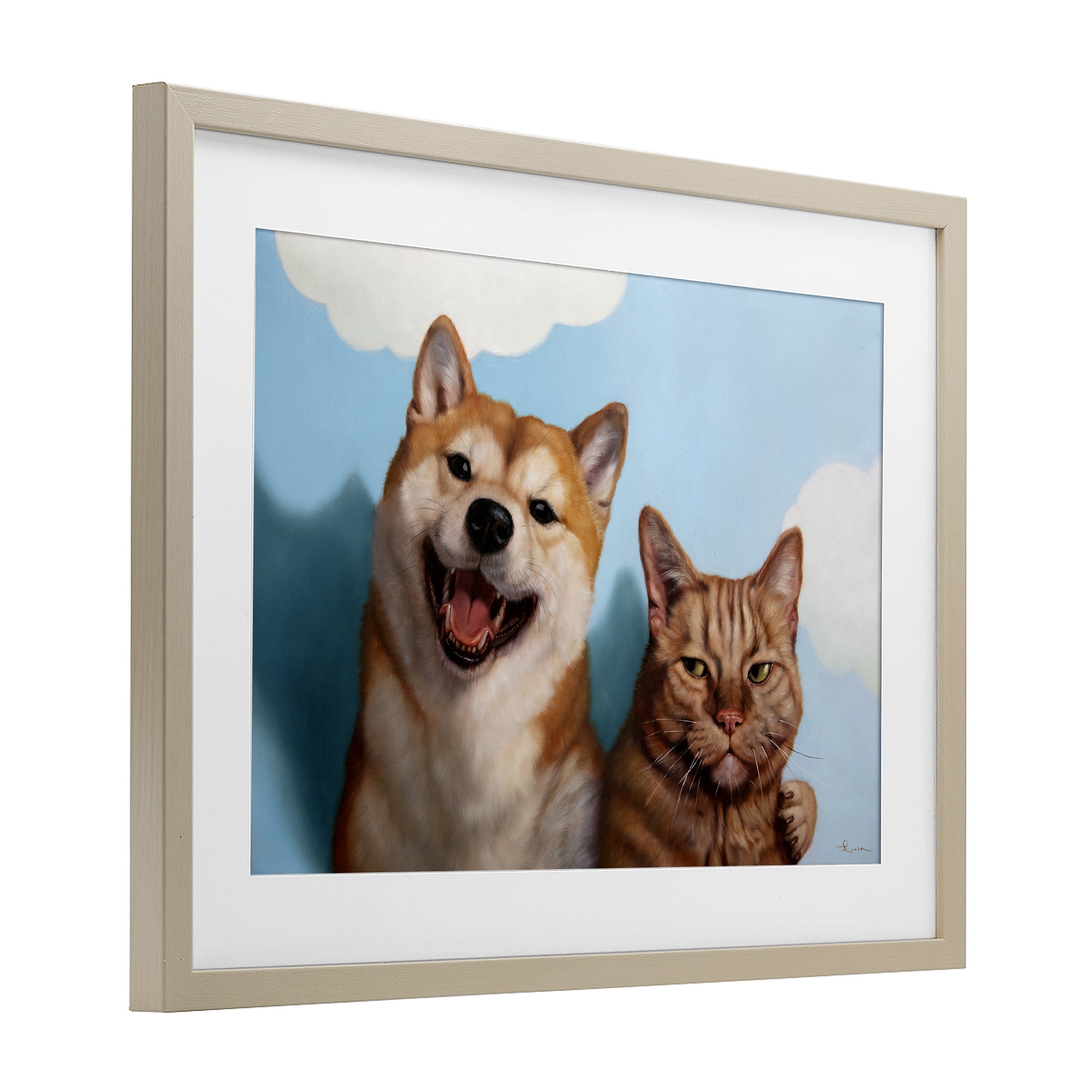 Stupell Industries Adopted Brother Dog & Cat Birch Framed Print Under Glass, design by Lucia Heffernan