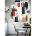 thumbnail image 4 of Abstract Color Block Sheer Curtains 72 Inches Long 2 Panels Beige Black Brush Modernism Light Filtering Semi Sheer Window Curtains Drapes for Bedroom Living Room 52"x72", 4 of 7