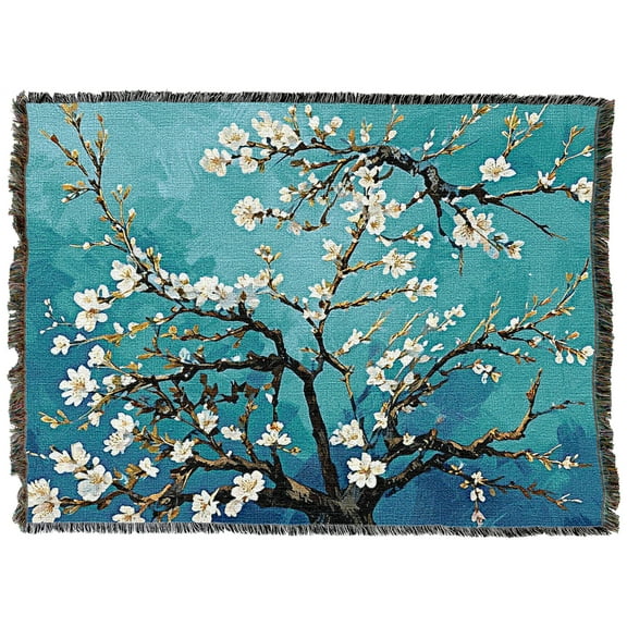 Pure Country Weavers Animated Cherry Blossoms Tapestry Throw Blanket Woven from Cotton - Made in The USA (54x72)